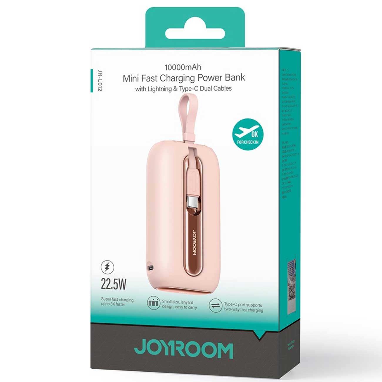 مینی پاوربانک 10000 لایتنینگ و تایپسی 22.5 وات جویروم JR-L012