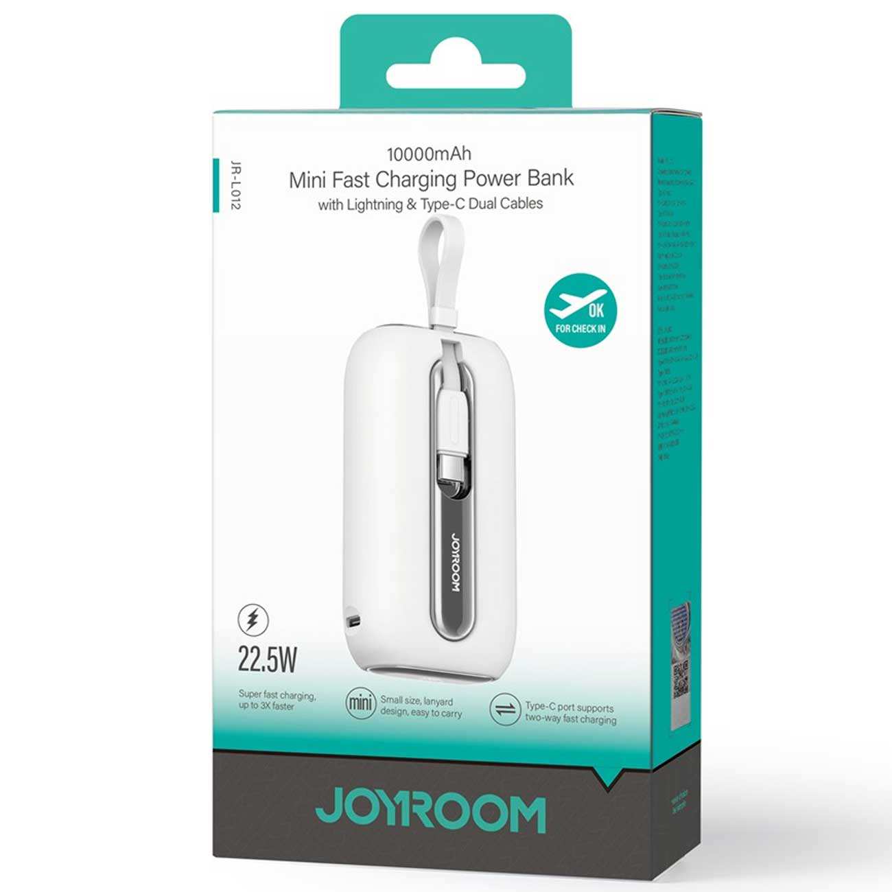 مینی پاوربانک 10000 لایتنینگ و تایپسی 22.5 وات جویروم JR-L012