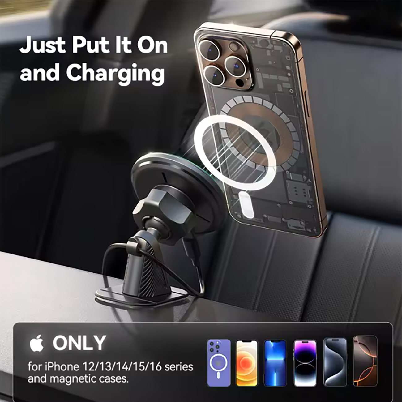 هولدر مگنتی و شارژر بیسیم دریچه کولر خودرو 15 واتی جویروم JR-ZS412