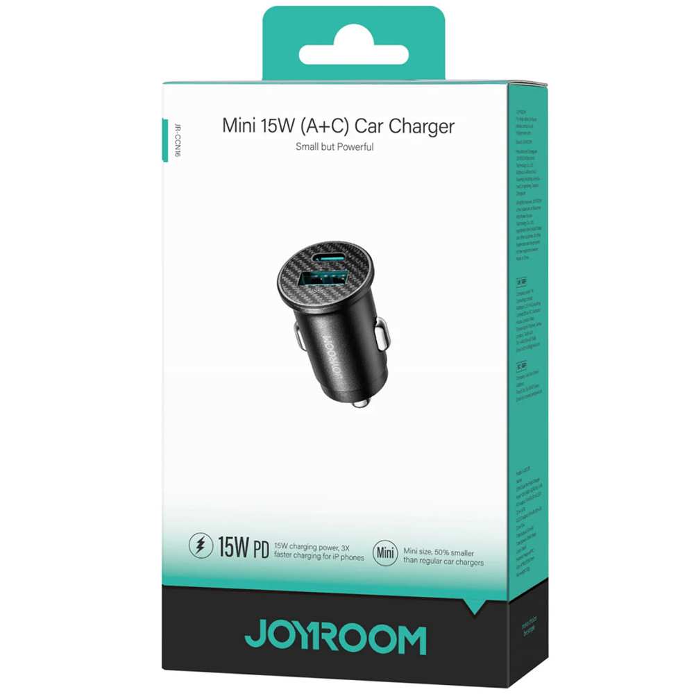 شارژر فندکی Type-C و USB خودرو 15 وات جویروم JR-CCN16