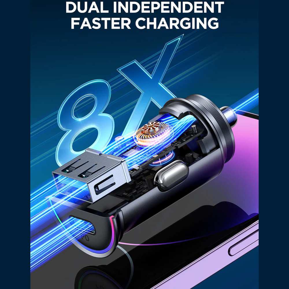 شارژر فندکی Type-C و USB خودرو 15 وات جویروم JR-CCN16