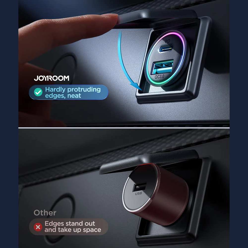 شارژر فندکی Type-C و USB خودرو 15 وات جویروم JR-CCN16