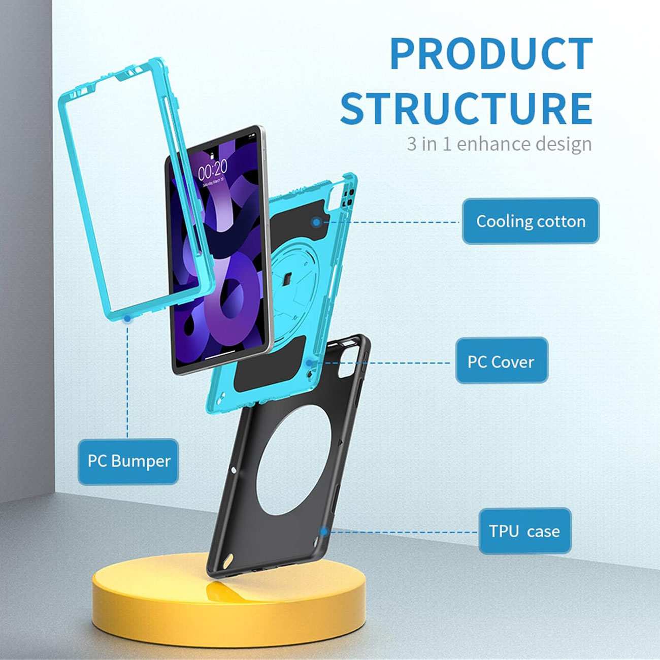 کاور محافظ آیپد پرو 11 اینچ M4 (نسل 5) کوتسی IP-092 با پایه نگهدارنده چرخشی و بند دستی