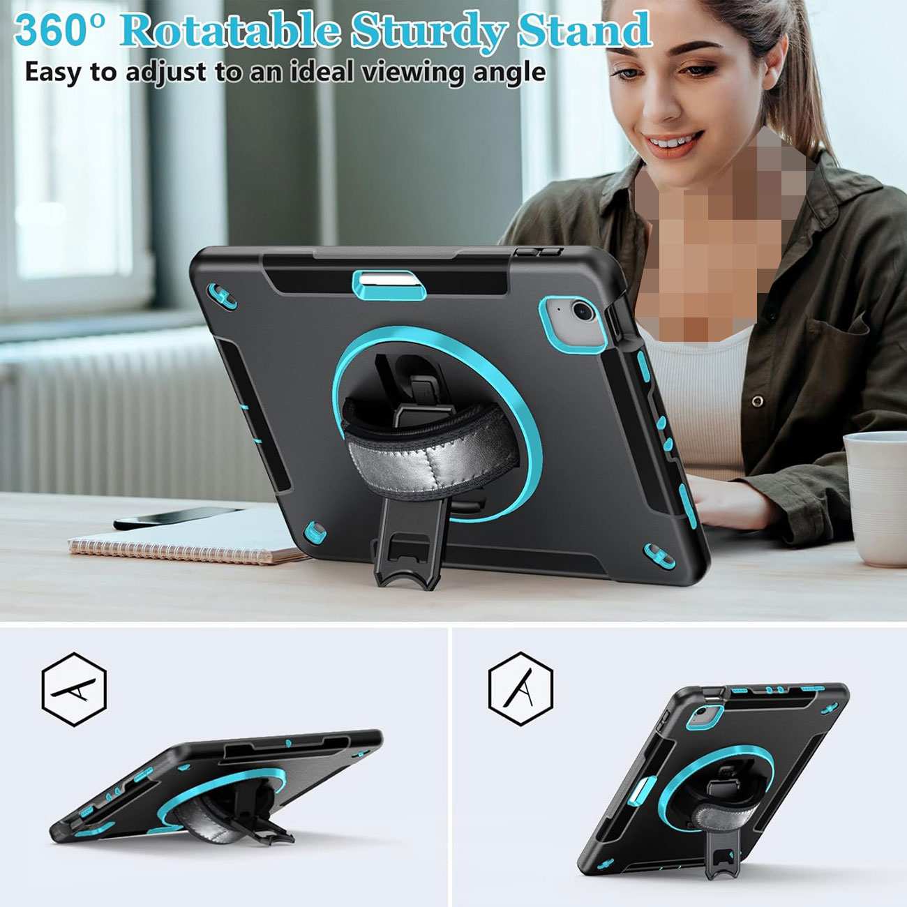 کاور محافظ آیپد پرو 11 اینچ M4 (نسل 5) کوتسی IP-092 با پایه نگهدارنده چرخشی و بند دستی