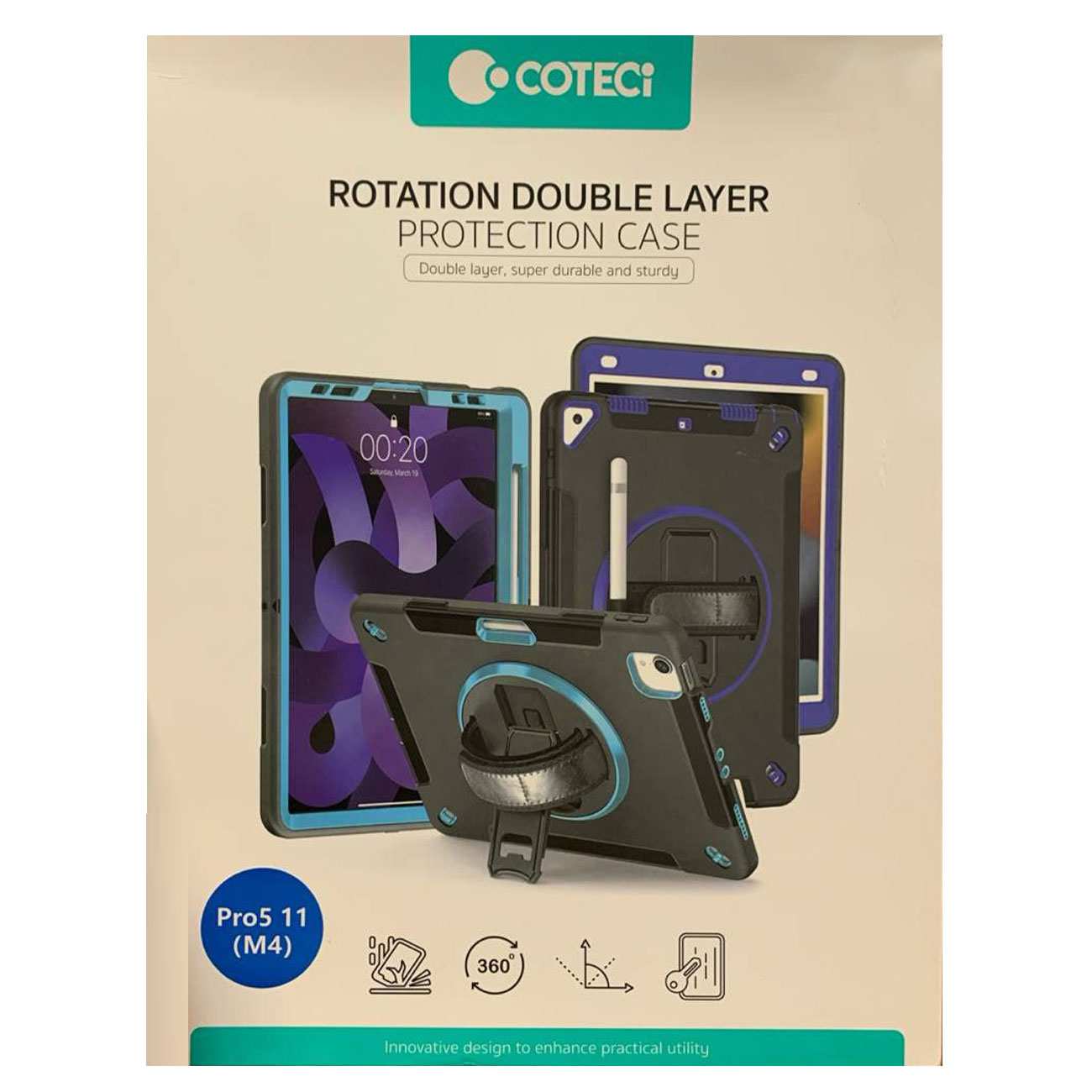 کاور محافظ آیپد پرو 11 اینچ M4 (نسل 5) کوتسی IP-092 با پایه نگهدارنده چرخشی و بند دستی