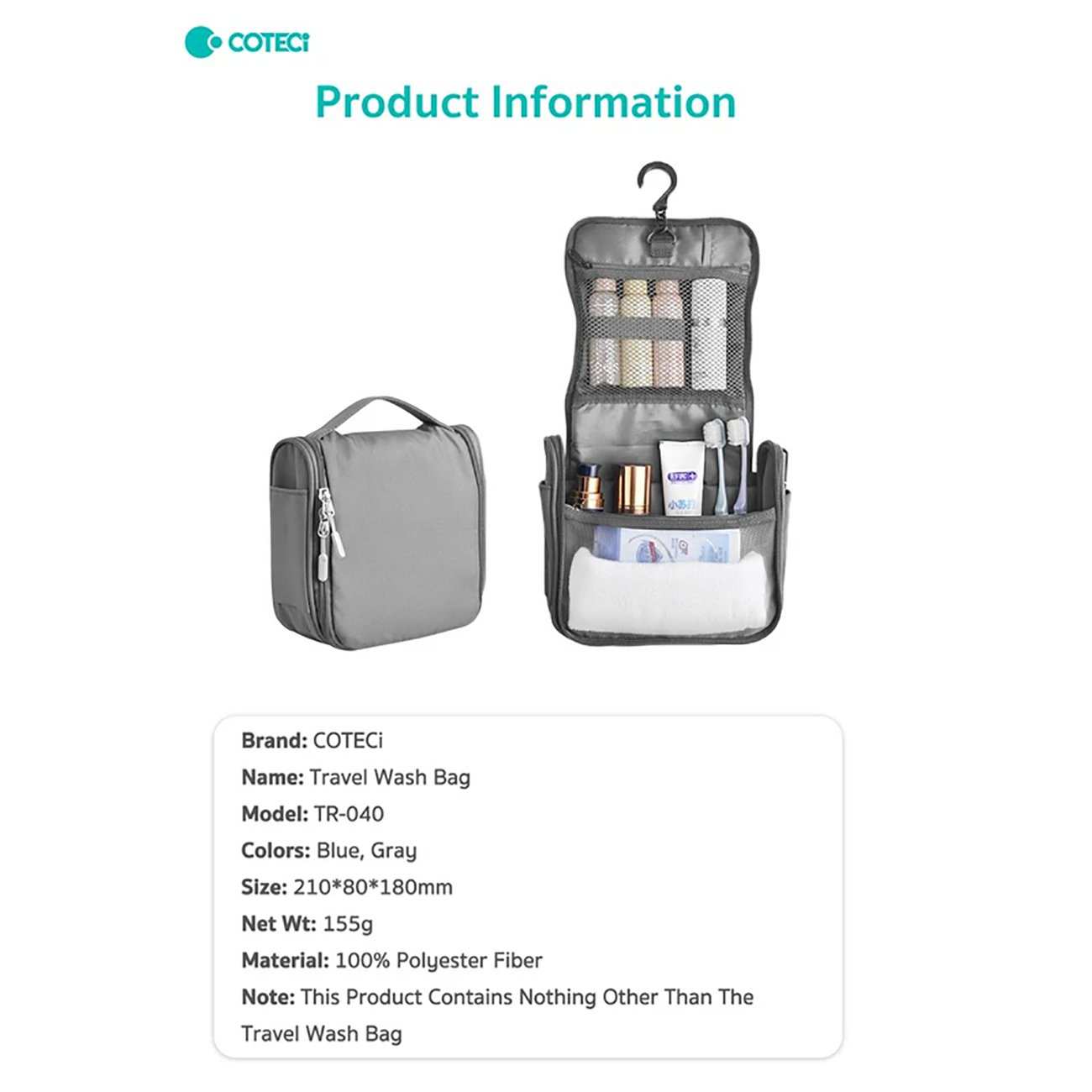 کیف لوازم آرایشی و بهداشتی مسافرتی تاشو کوتسی TR-040