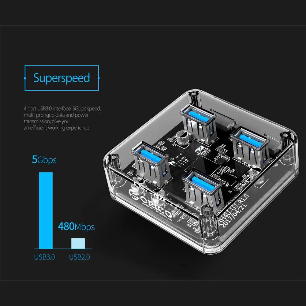 هاب USB 3.0 چهار پورت طرح شفاف اوریکو MH4UC-U3