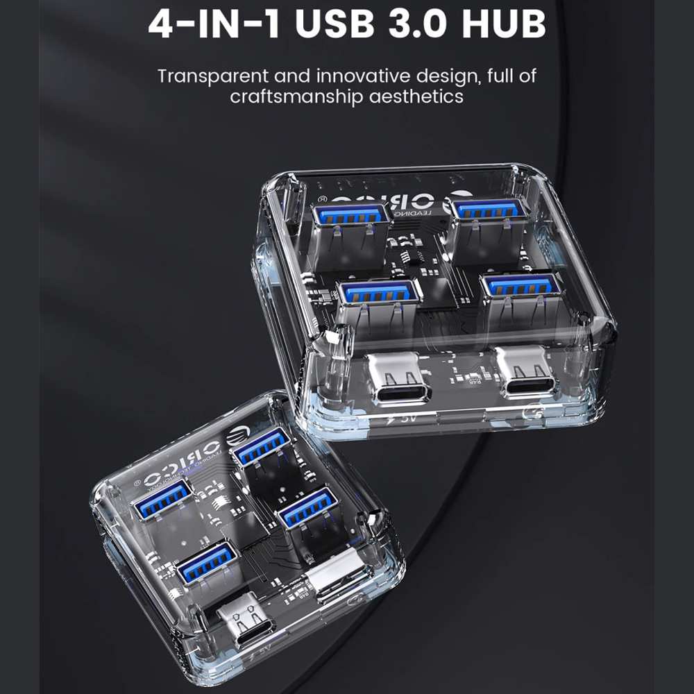 هاب USB 3.0 چهار پورت طرح شفاف اوریکو MH4UC-U3