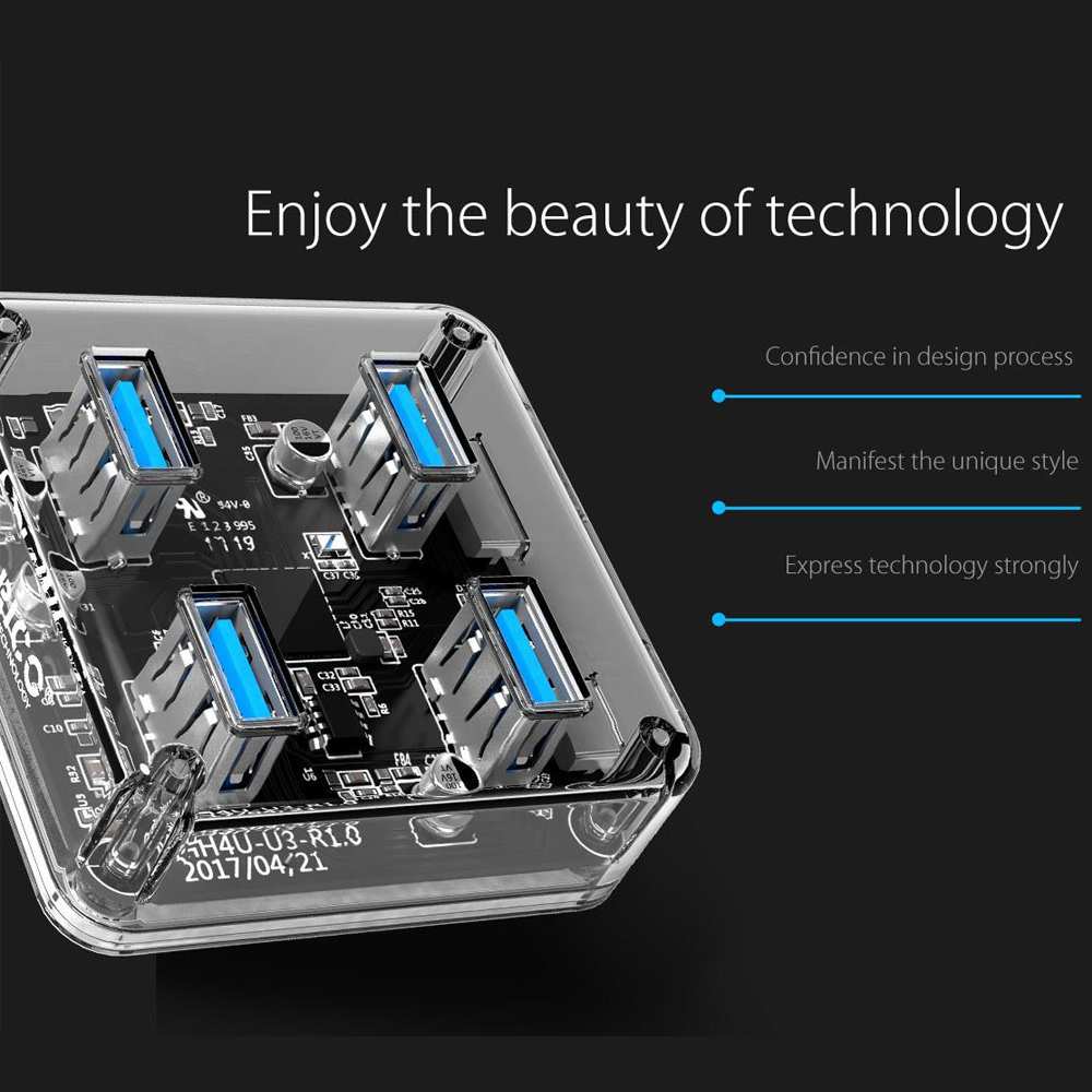 هاب USB 3.0 چهار پورت طرح شفاف اوریکو MH4UC-U3
