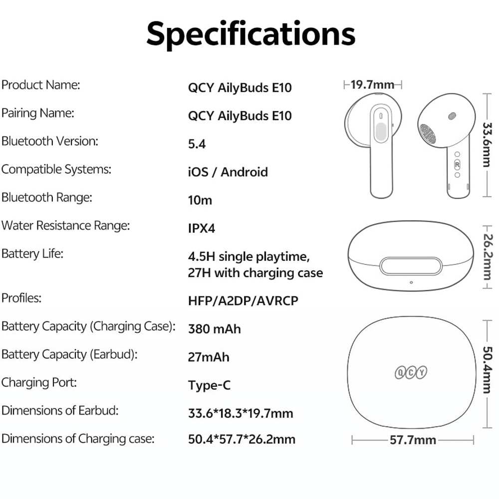 هندزفری بلوتوثی 5.4 کیوسیوای Ailybuds E10