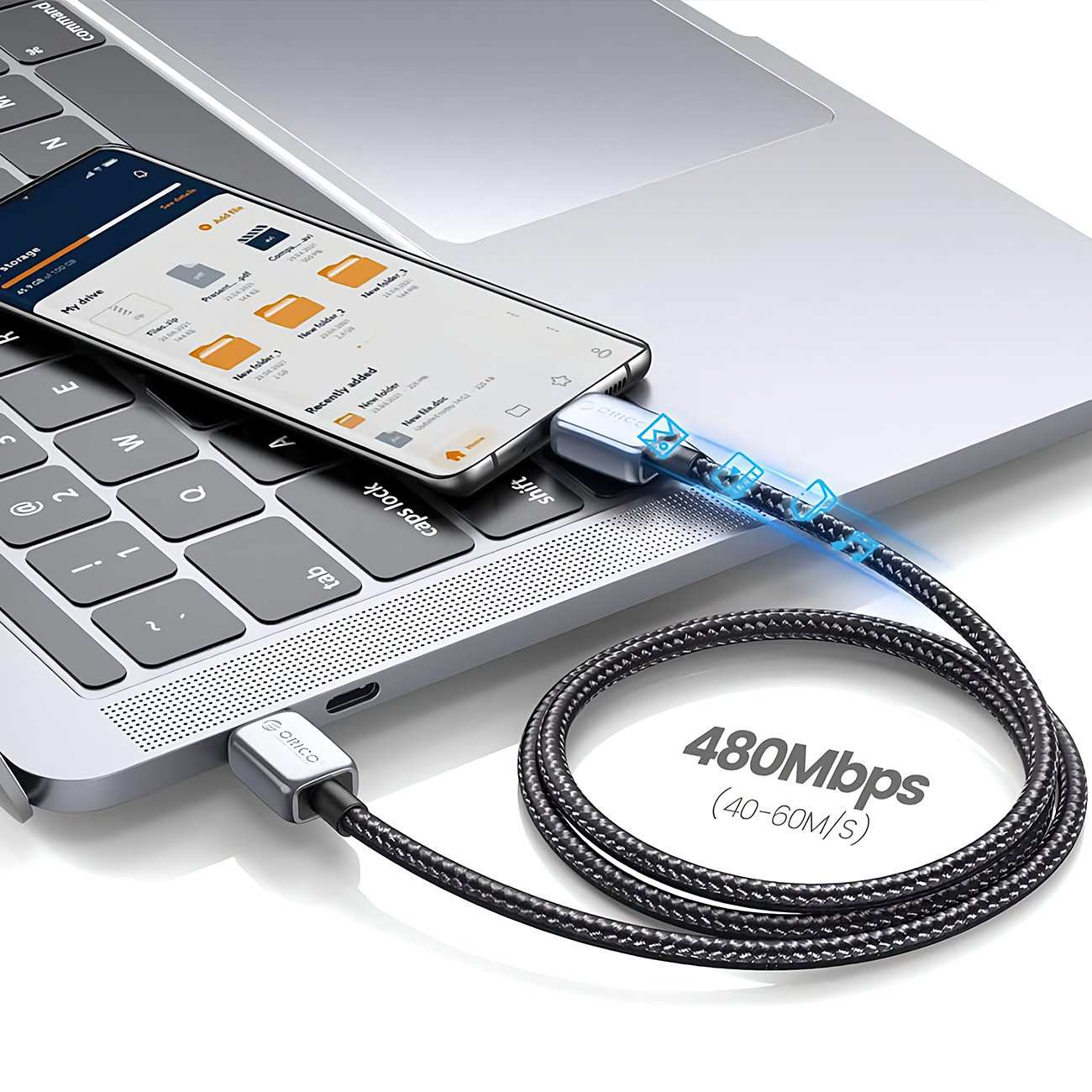 کابل سوپر فست شارژ تایپ سی به تایپ سی 100 وات یک متری اوریکو GQZB100-10-BK-BP