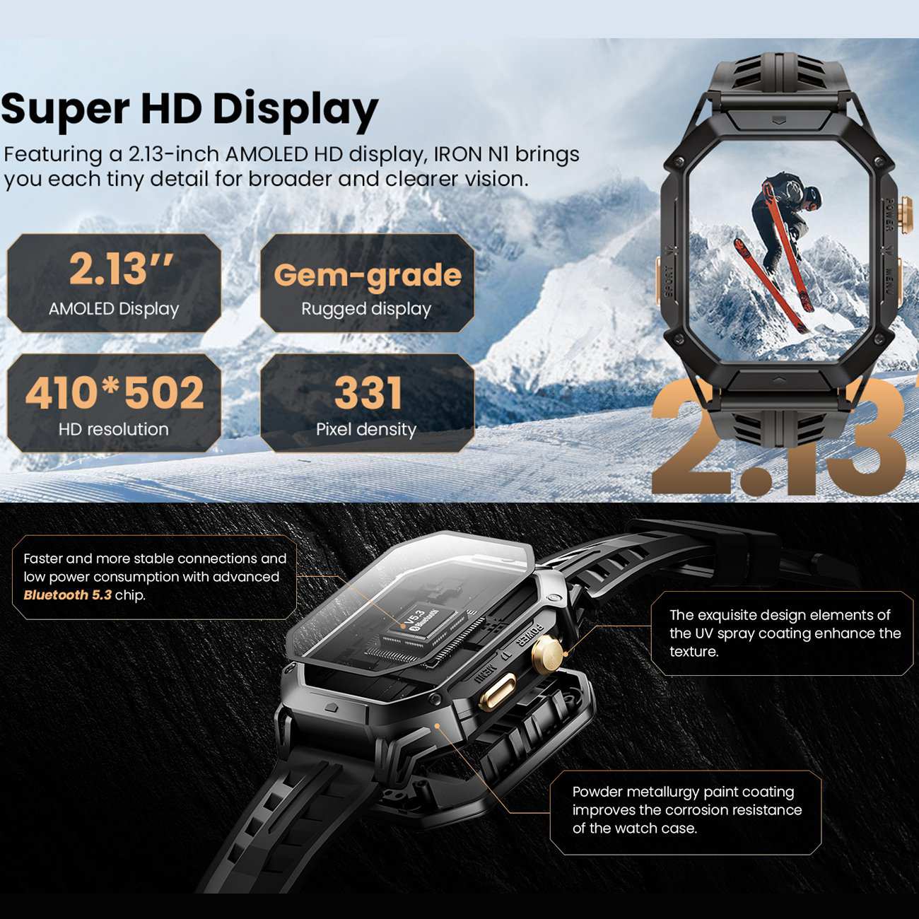 ساعت هوشمند ضدآب با طراحی نظامی هایلو IRON N1