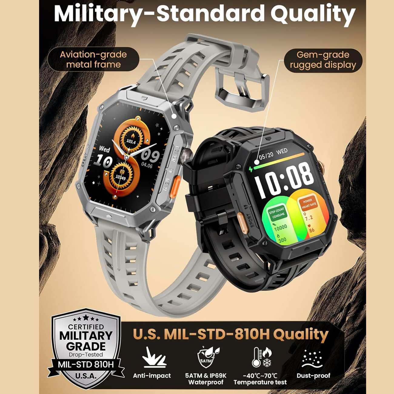 ساعت هوشمند ضدآب با طراحی نظامی هایلو IRON N1