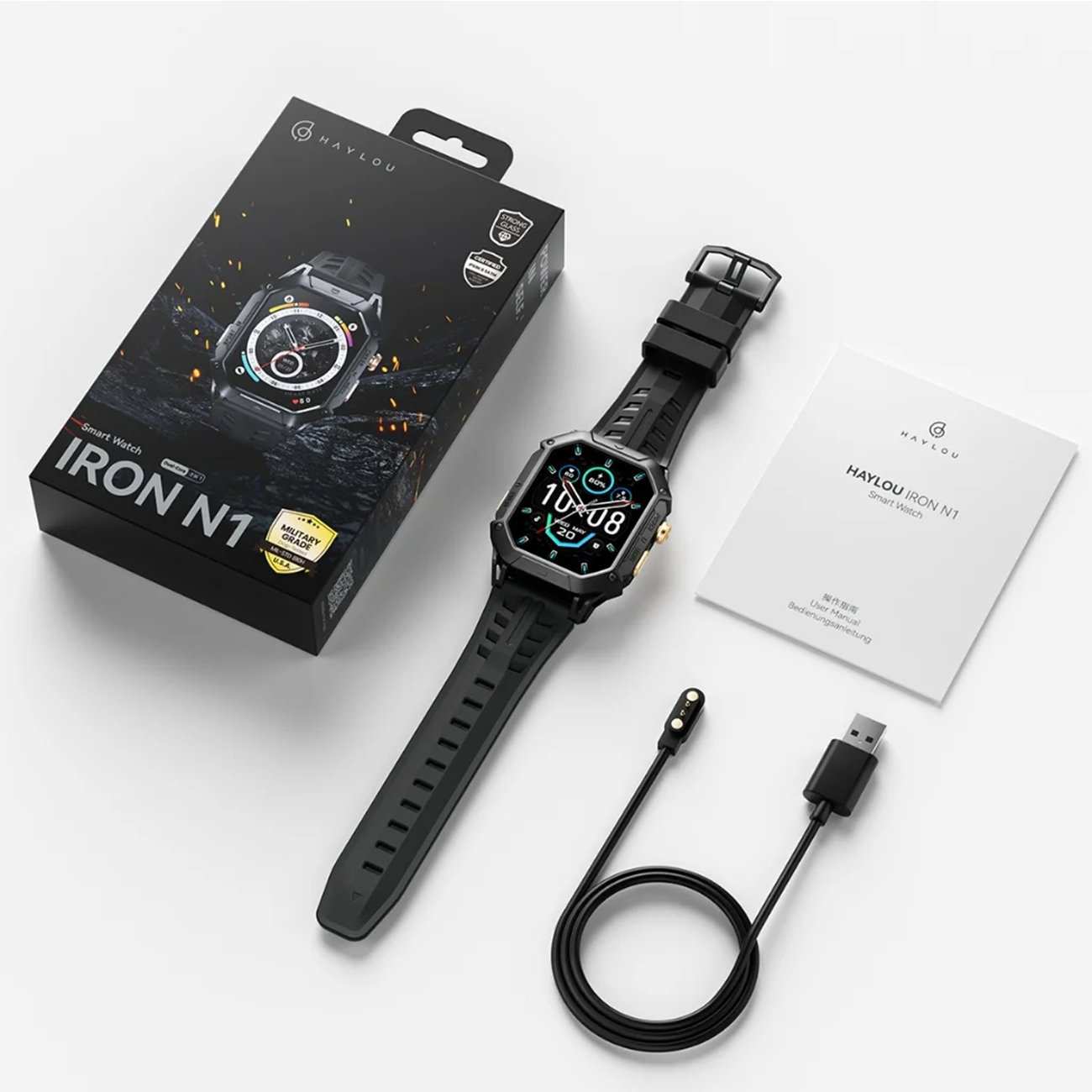 ساعت هوشمند ضدآب با طراحی نظامی هایلو IRON N1