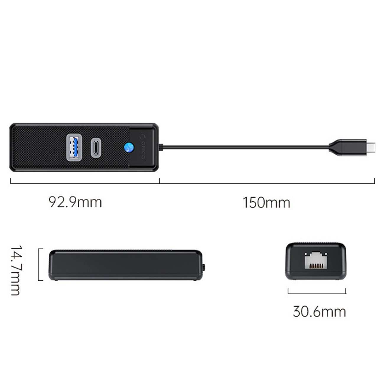 هاب تایپ سی 3 پورت اوریکو PWCUR25-C3