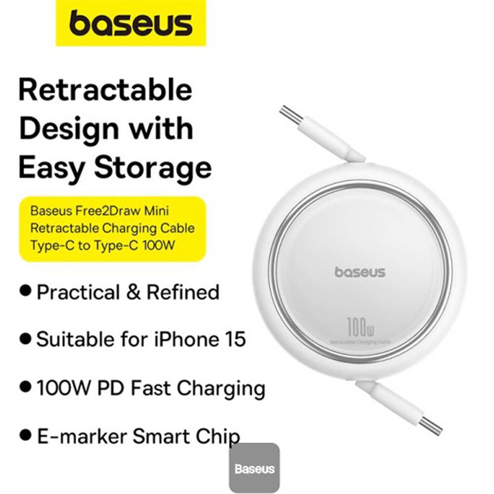 کابل شارژ دوسر تایپ سی جمعشونده 100 وات یک متری بیسوس P10364500111 CB000062