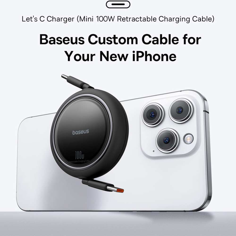 کابل شارژ دوسر تایپ سی جمعشونده 100 وات یک متری بیسوس P10364500111 CB000062