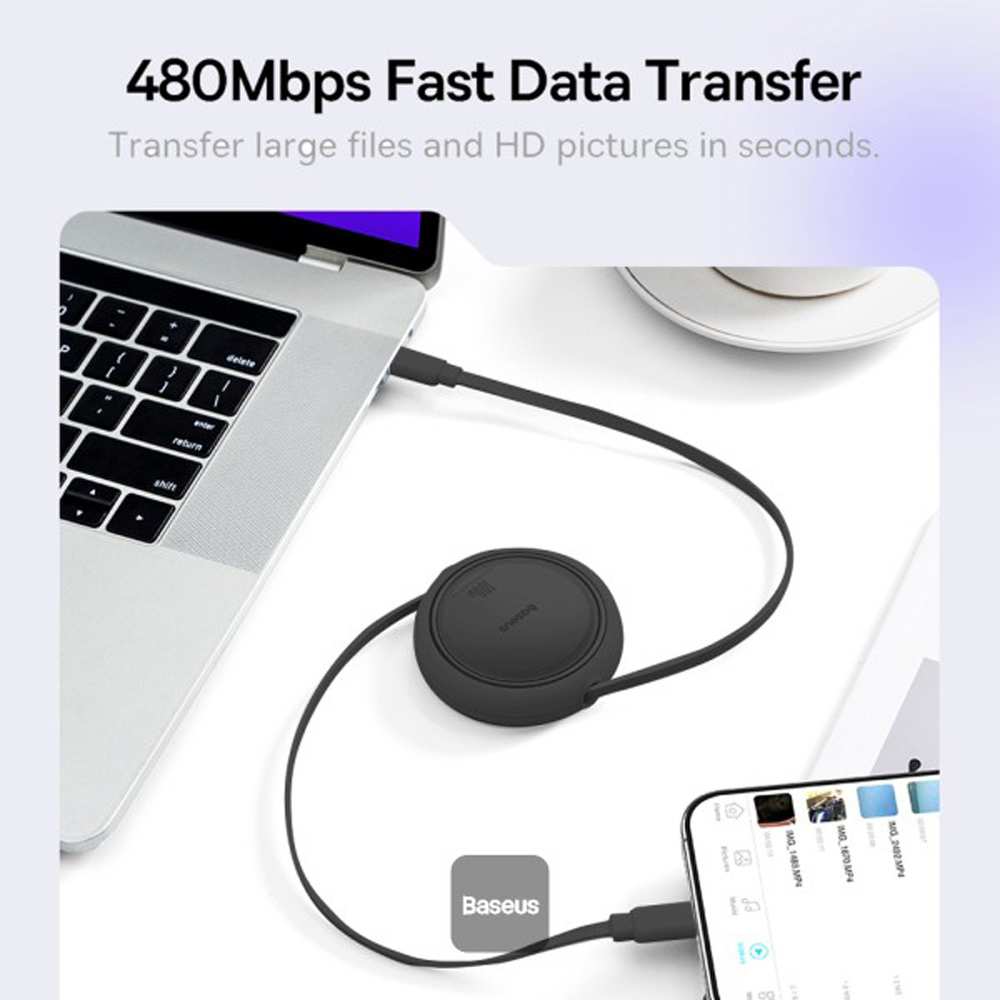 کابل شارژ دوسر تایپ سی جمعشونده 100 وات یک متری بیسوس P10364500111 CB000062