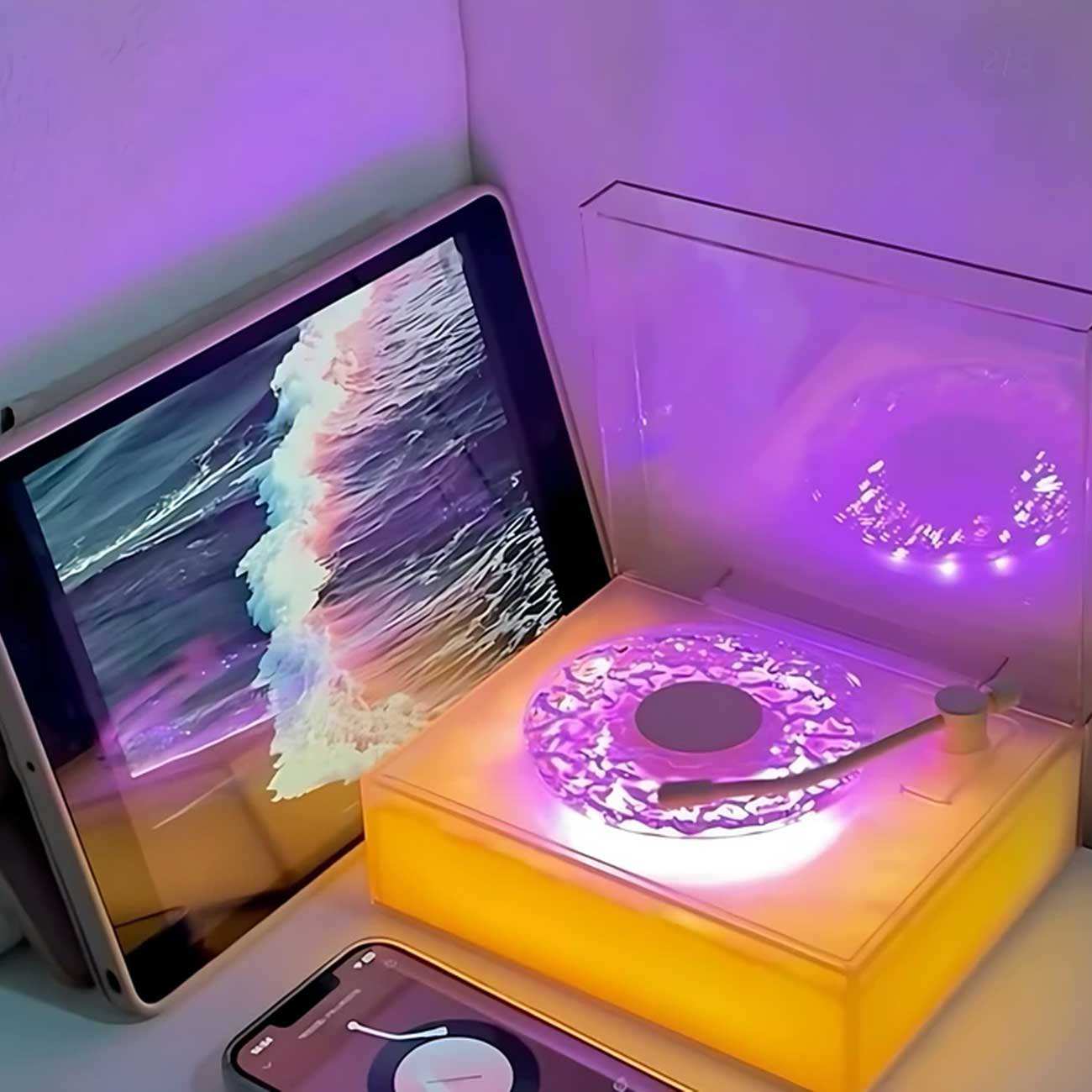 اسپیکر بلوتوثی و چراغ خواب رومیزی شانکسیا Round-X08 طرح گرامافون