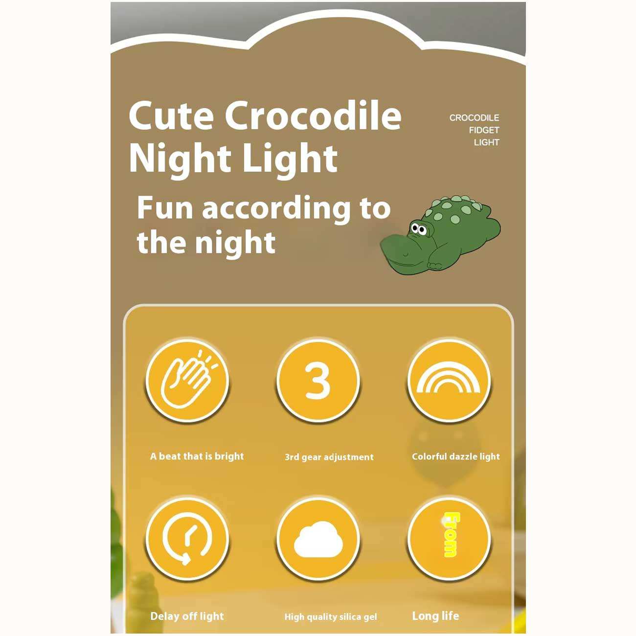 چراغ خواب فانتزی شارژی رانمی Runmei JXJA056 طرح کروکودیل