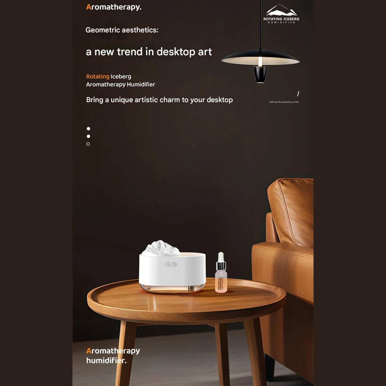 دستگاه بخور سرد و آروماتراپی شارژی H1-S طرح کوه یخ چرخان