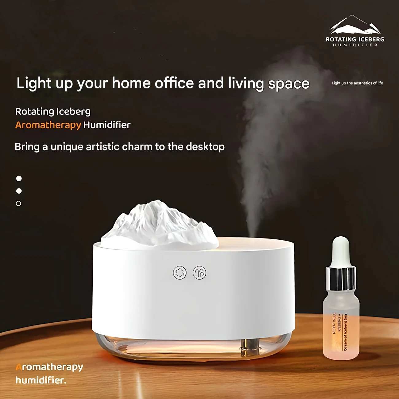 دستگاه بخور سرد و آروماتراپی شارژی H1-S طرح کوه یخ چرخان