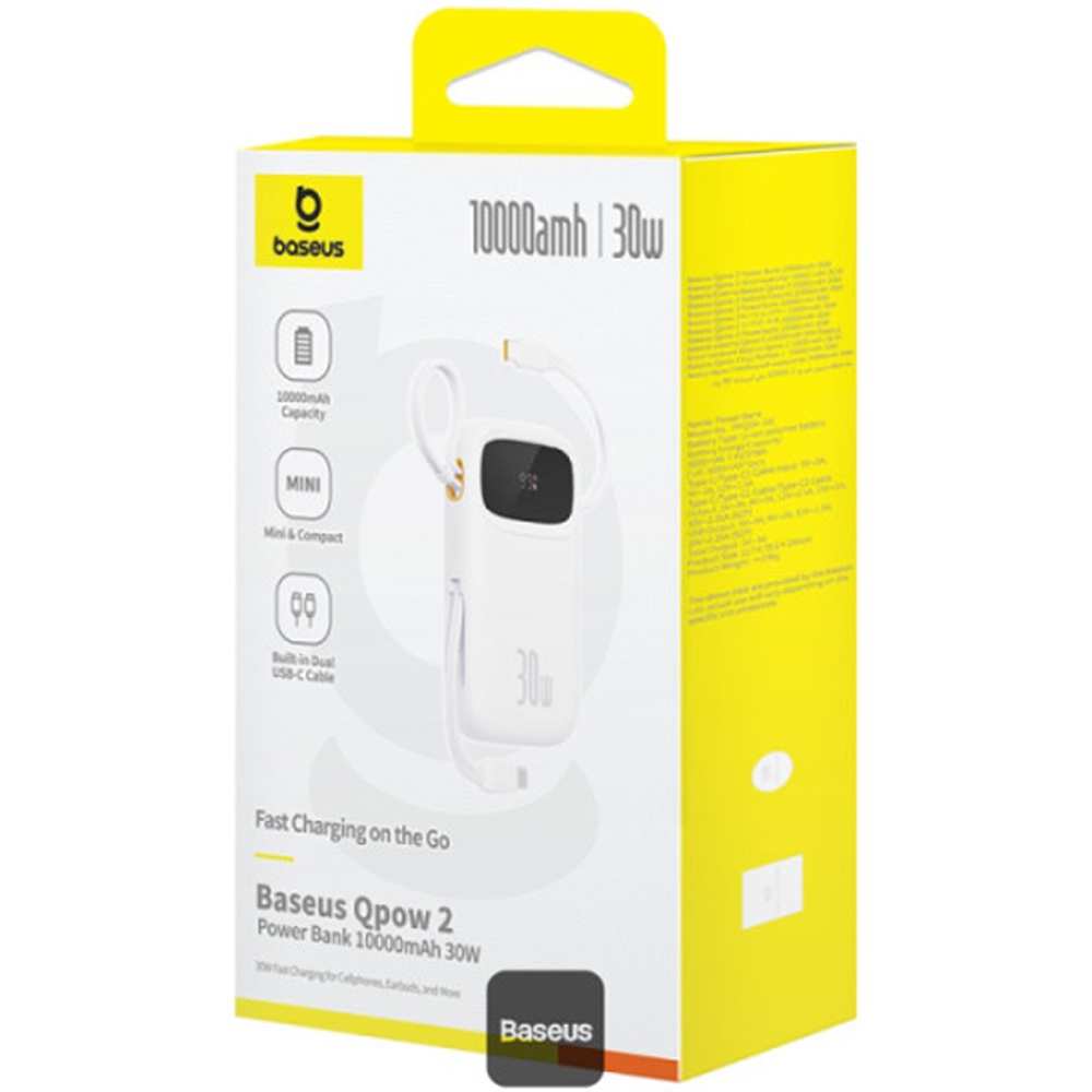 پاوربانک 10000 میلیآمپر USB و تایپسی 30 وات بیسوس Qpow 2 PPQD4-10C