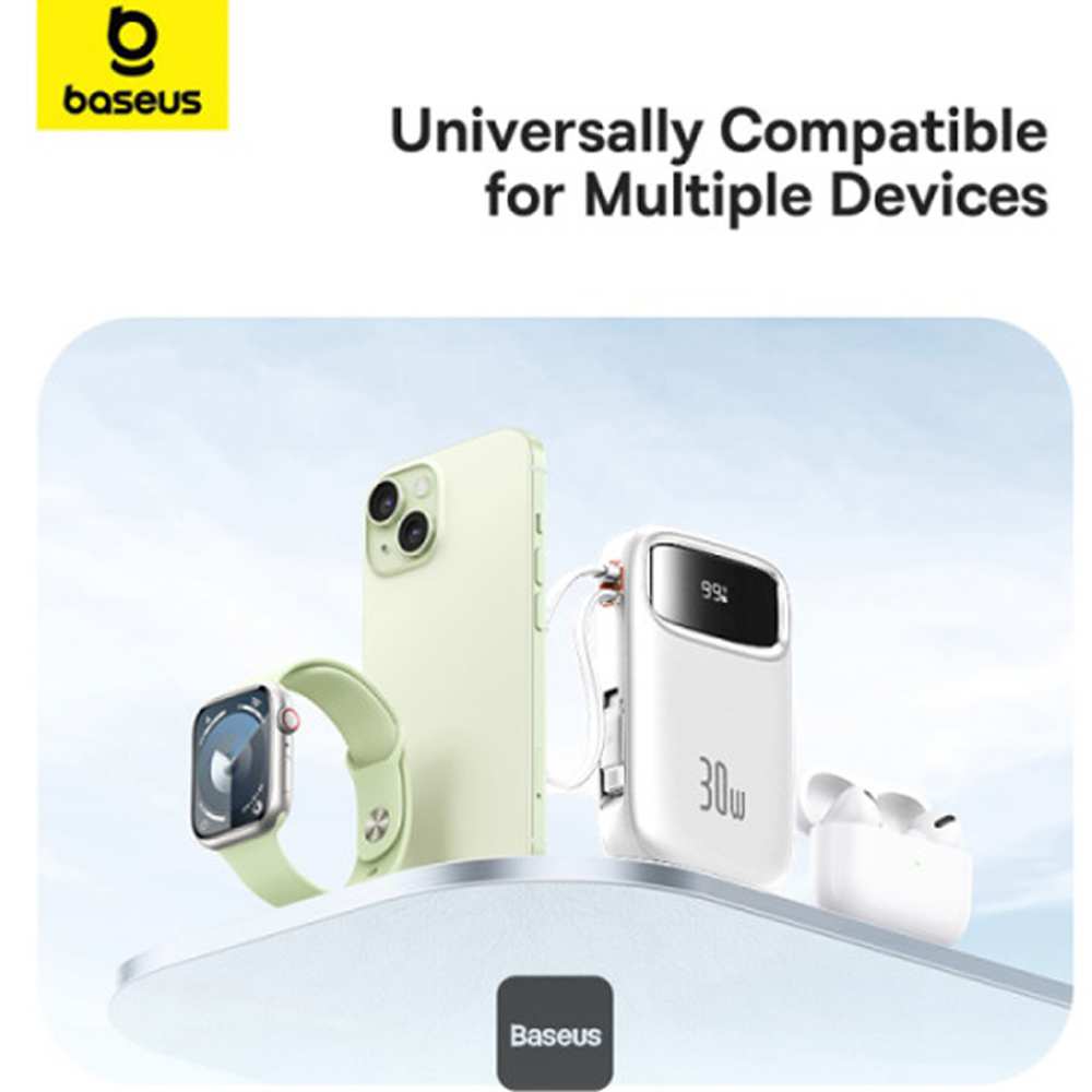 پاوربانک 10000 میلیآمپر USB و تایپسی 30 وات بیسوس Qpow 2 PPQD4-10C