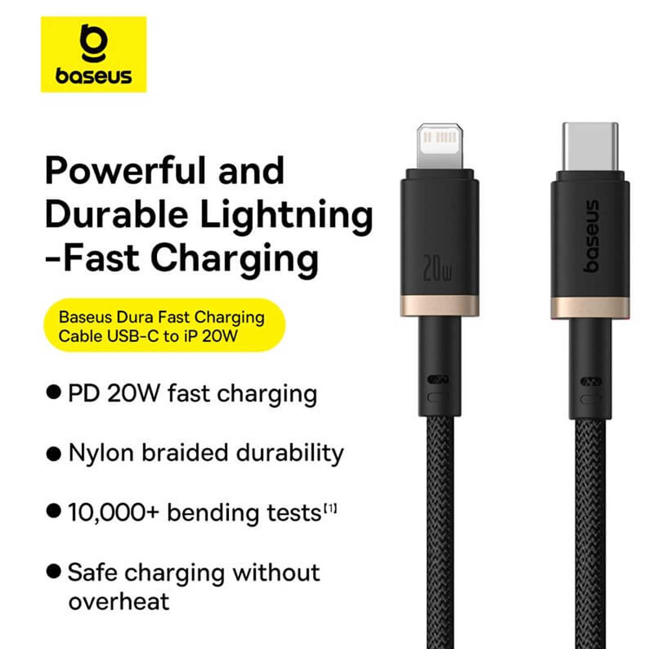 کابل شارژ سریع تایپ سی به لایتنینگ 20 وات یک متری بیسوس CB000123