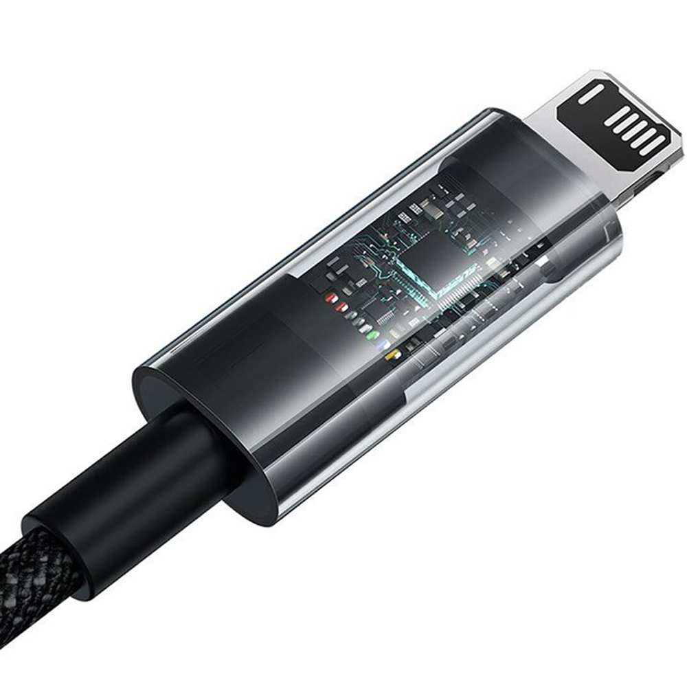 کابل فست شارژ USB به لایتنینگ 20 وات 2.4 آمپر یک متری طرح شفاف بیسوس CB000117