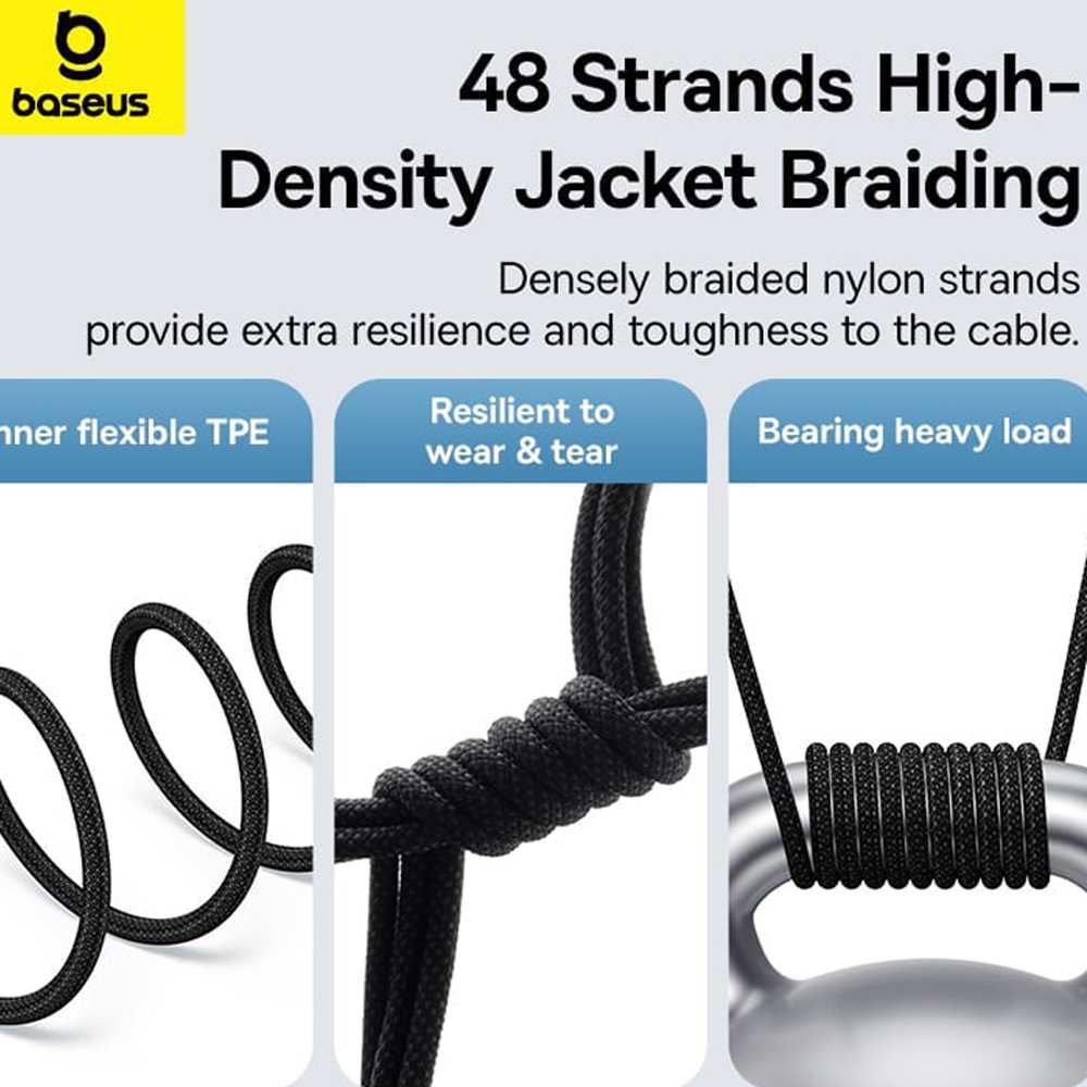 کابل فست شارژ USB به لایتنینگ 20 وات 2.4 آمپر یک متری طرح شفاف بیسوس CB000117