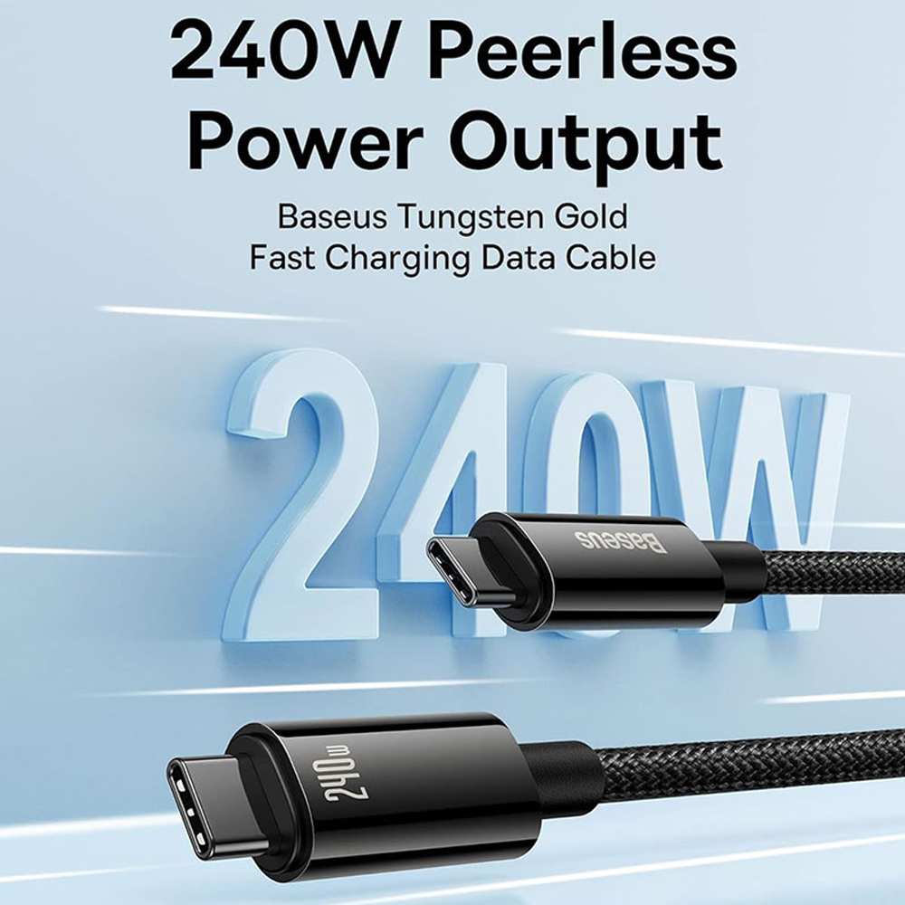 کابل تایپ سی به تایپ سی 240 وات یک متری بیسوس CB000038