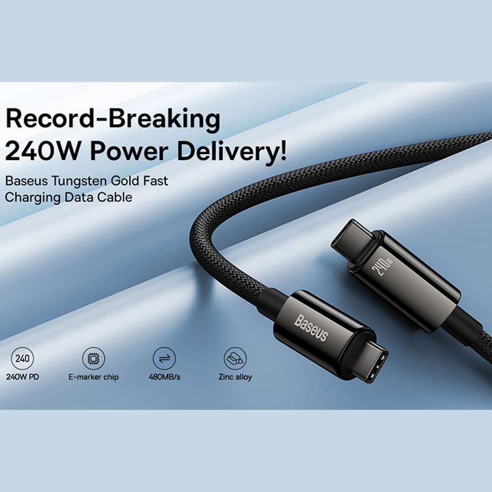 کابل تایپ سی به تایپ سی 240 وات یک متری بیسوس CB000038