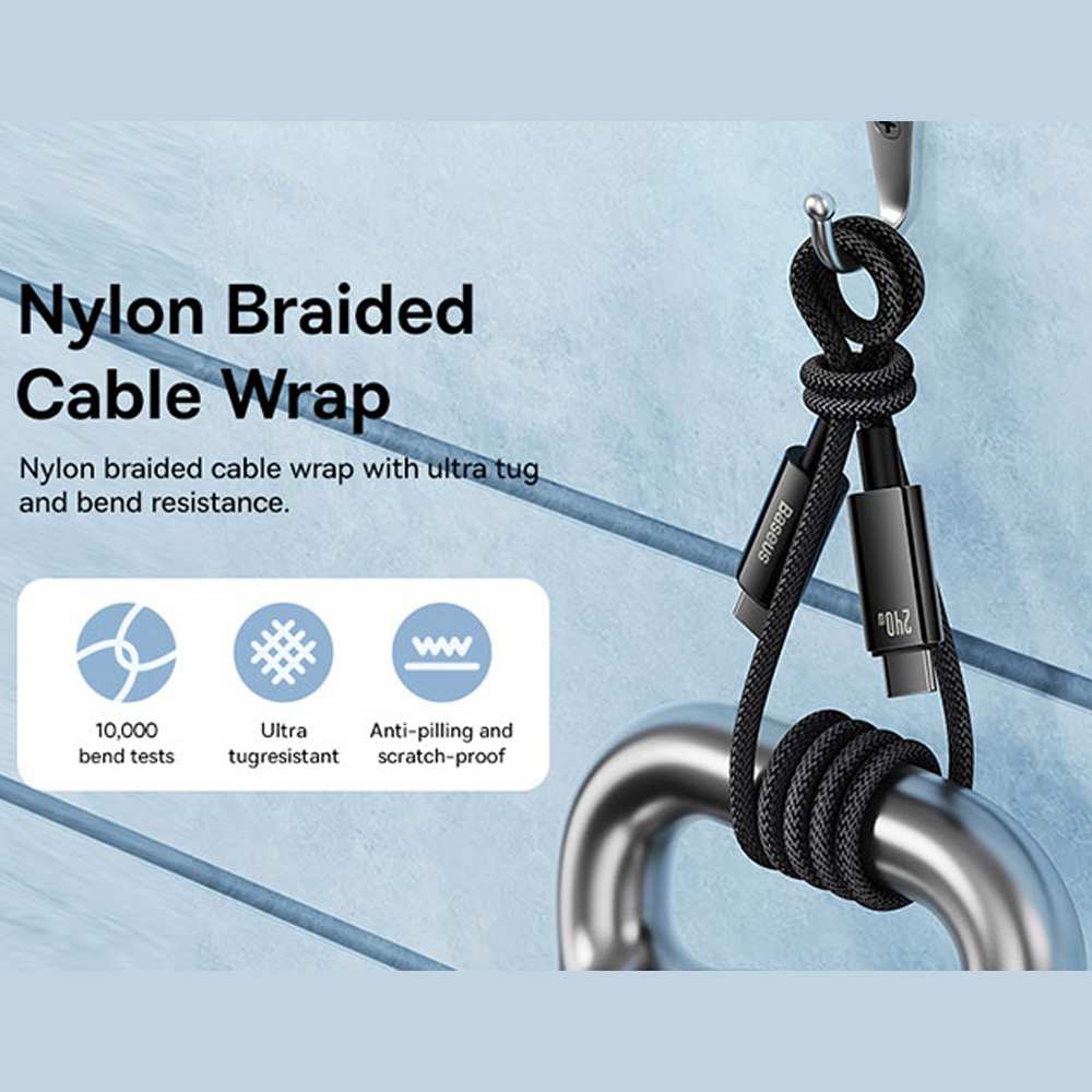 کابل تایپ سی به تایپ سی 240 وات یک متری بیسوس CB000038