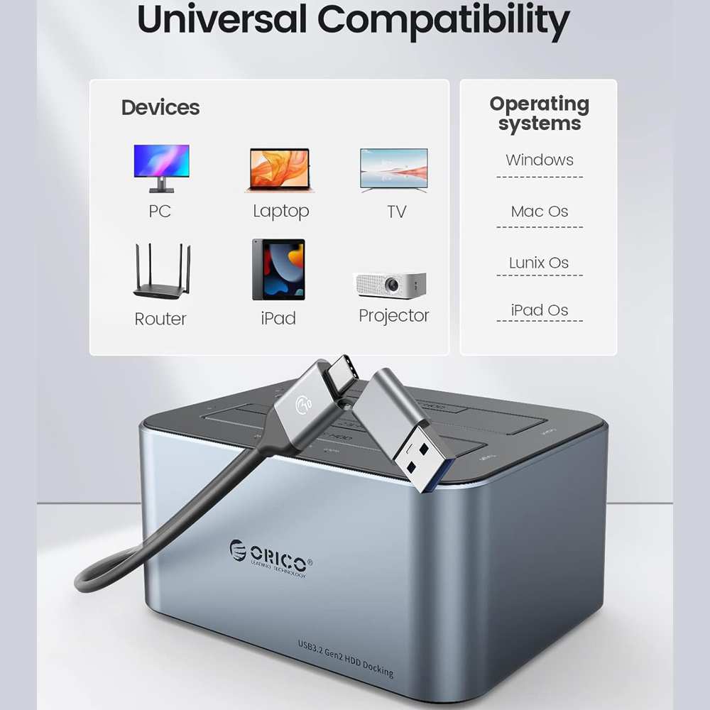 باکس هارد 2.5 اینچ و 3.5 اینچ 2 سینی Type-C اوریکو 6626C3-C