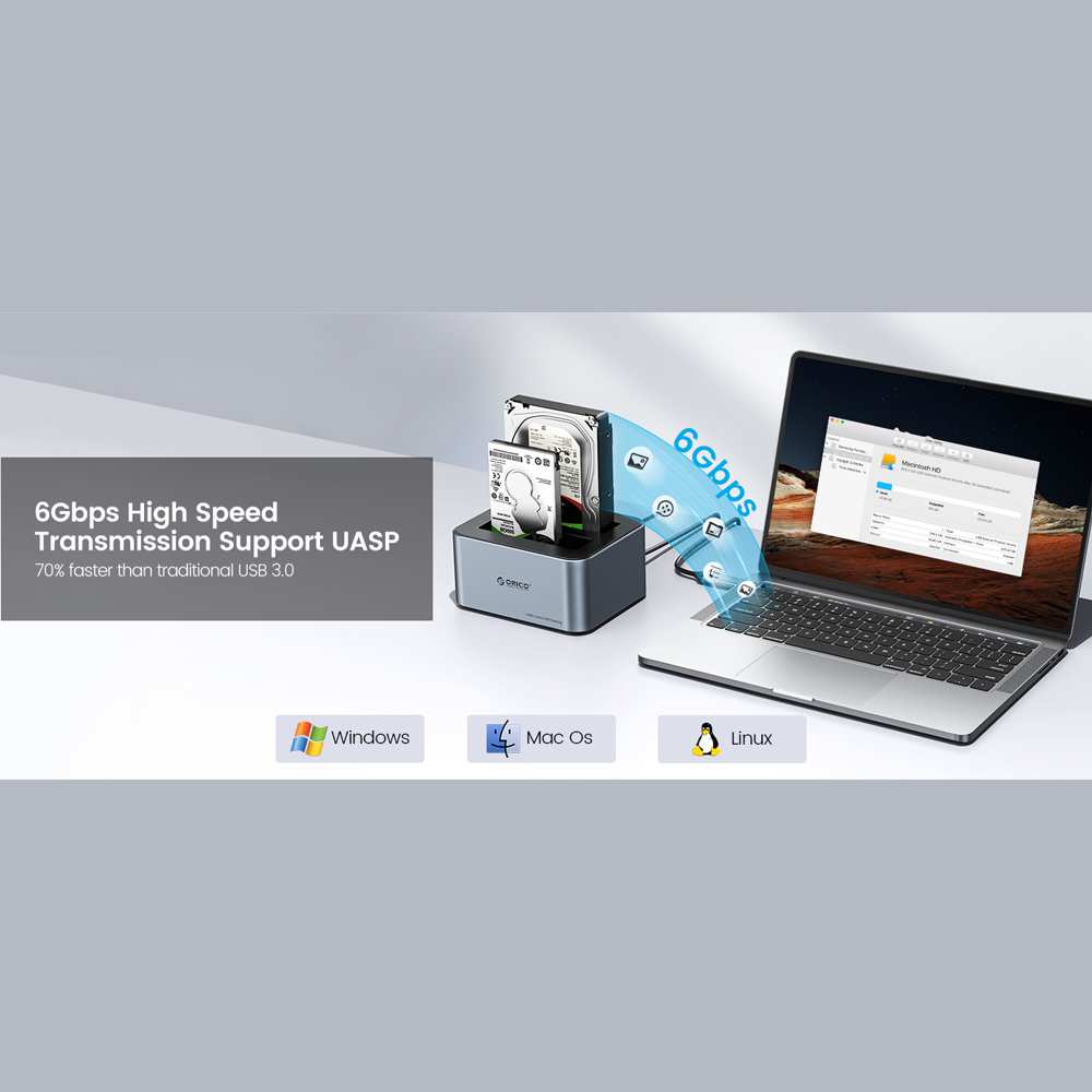 باکس هارد 2.5 اینچ و 3.5 اینچ 2 سینی Type-C اوریکو 6626C3-C