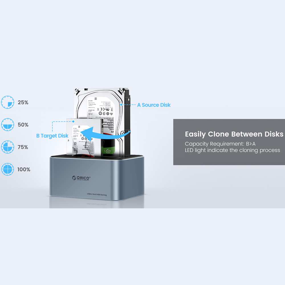 باکس هارد 2.5 اینچ و 3.5 اینچ 2 سینی Type-C اوریکو 6626C3-C