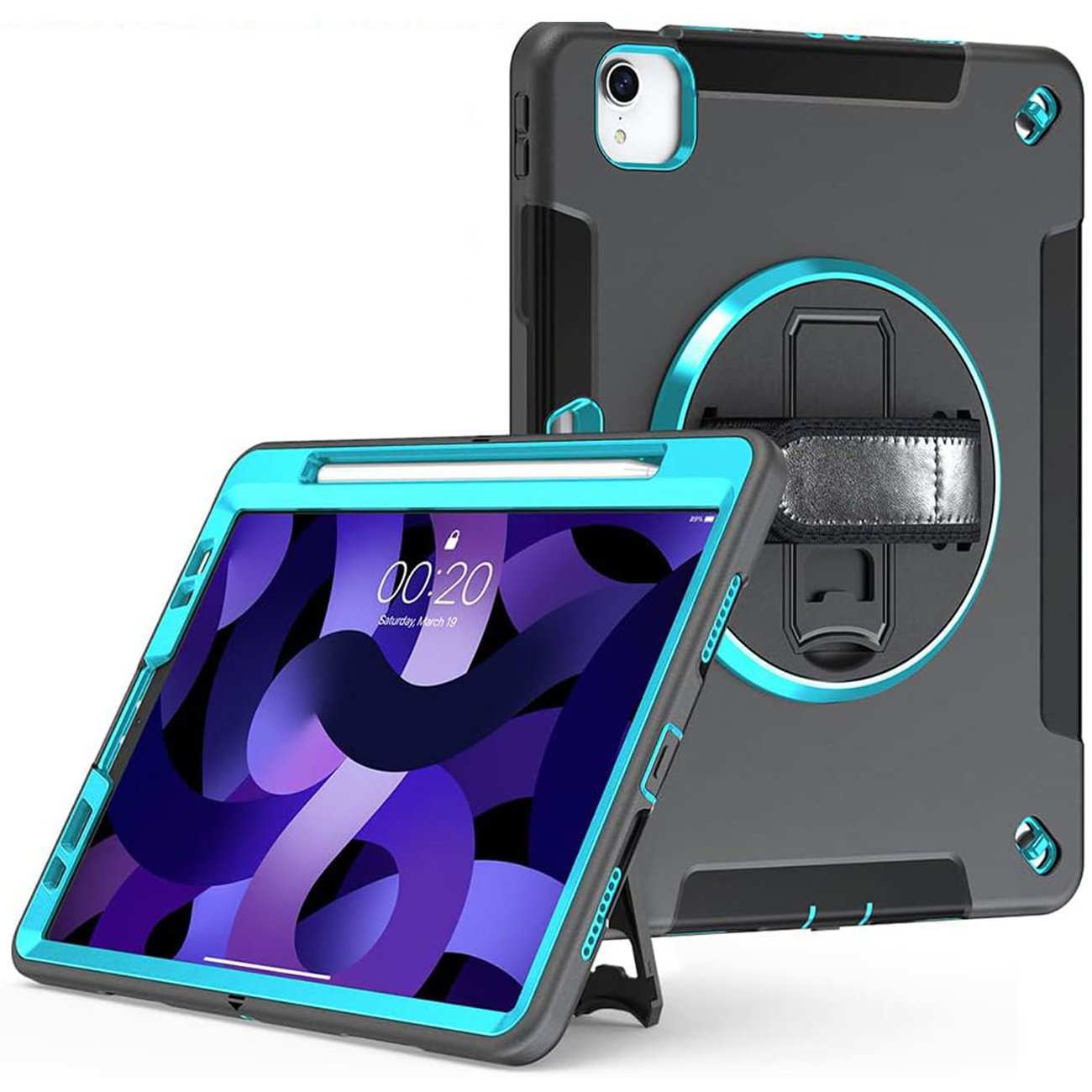 کاور محافظ آیپد ایر 10.9 اینچ (نسل 4 و 5)، آیپد پرو 11 اینچ (نسل 2، 3 و 4)، آیپد ایر 11 اینچ M2/M3 کوتسی iP-037 با پایه نگهدارنده چرخشی و بند دستی