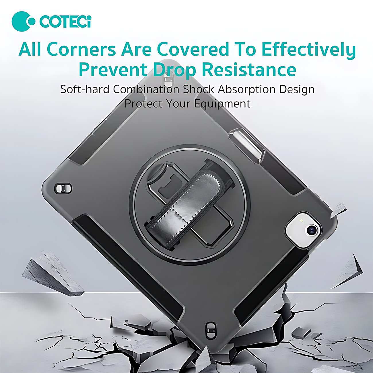 کاور محافظ آیپد ایر 10.9 اینچ (نسل 4 و 5)، آیپد پرو 11 اینچ (نسل 2، 3 و 4)، آیپد ایر 11 اینچ M2/M3 کوتسی iP-037 با پایه نگهدارنده چرخشی و بند دستی