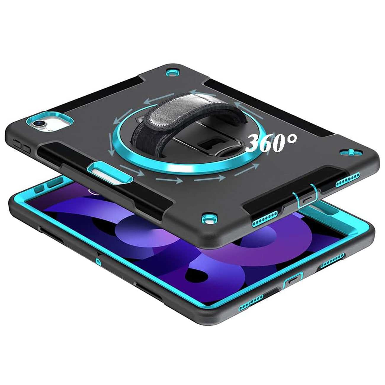 کاور محافظ آیپد ایر 10.9 اینچ (نسل 4 و 5)، آیپد پرو 11 اینچ (نسل 2، 3 و 4)، آیپد ایر 11 اینچ M2/M3 کوتسی iP-037 با پایه نگهدارنده چرخشی و بند دستی