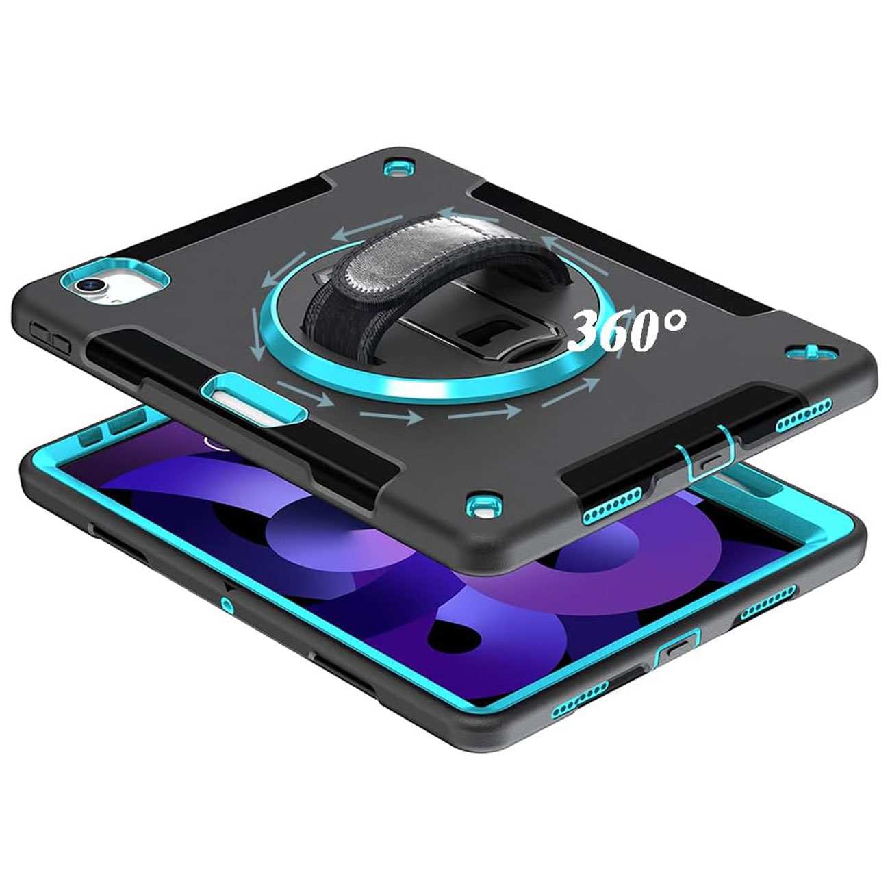 کاور محافظ آیپد پرو 10 اینچ 2022 کوتسی IP-038 با پایه نگهدارنده چرخشی و بند دستی