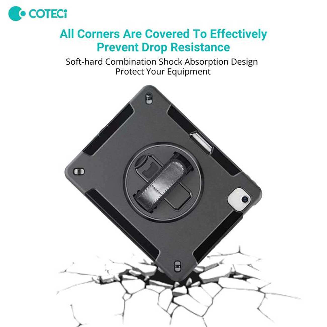 کاور محافظ آیپد پرو 10 اینچ 2022 کوتسی IP-038 با پایه نگهدارنده چرخشی و بند دستی