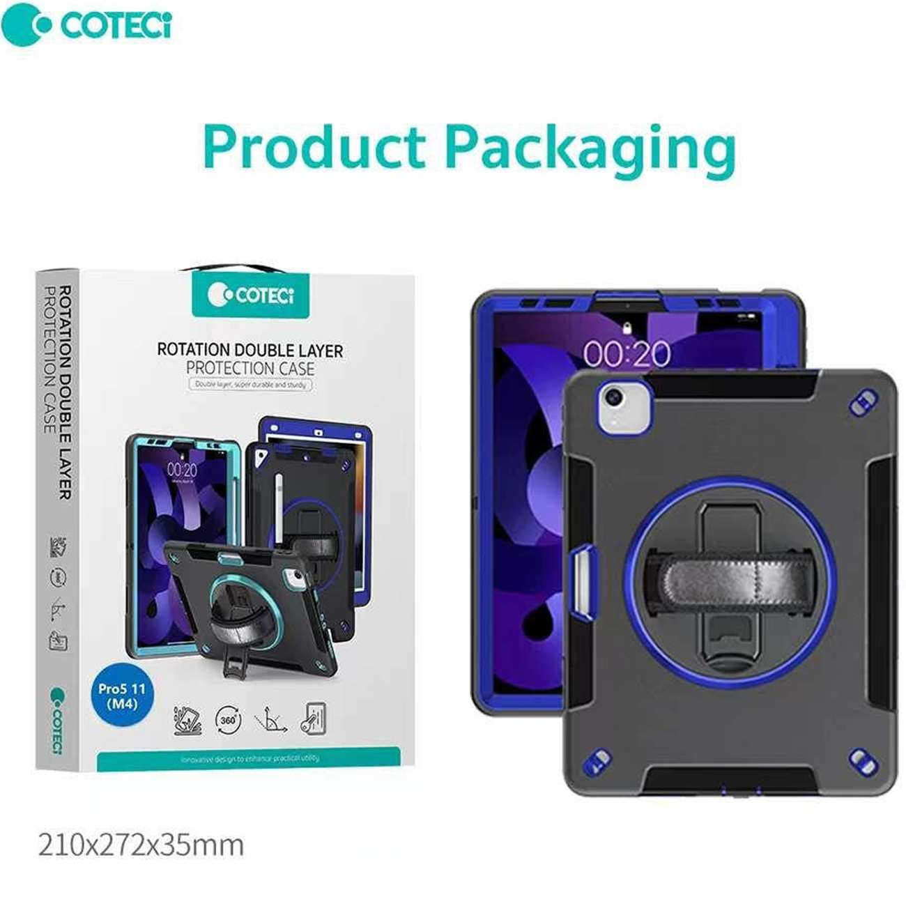 کاور آیپد آیپد 7-9 (10.2)، آیپد ایر 3 (10.5)، آیپد پرو (10.5) کوتسی IP-036 با پایه نگهدارنده چرخشی و بند دستی