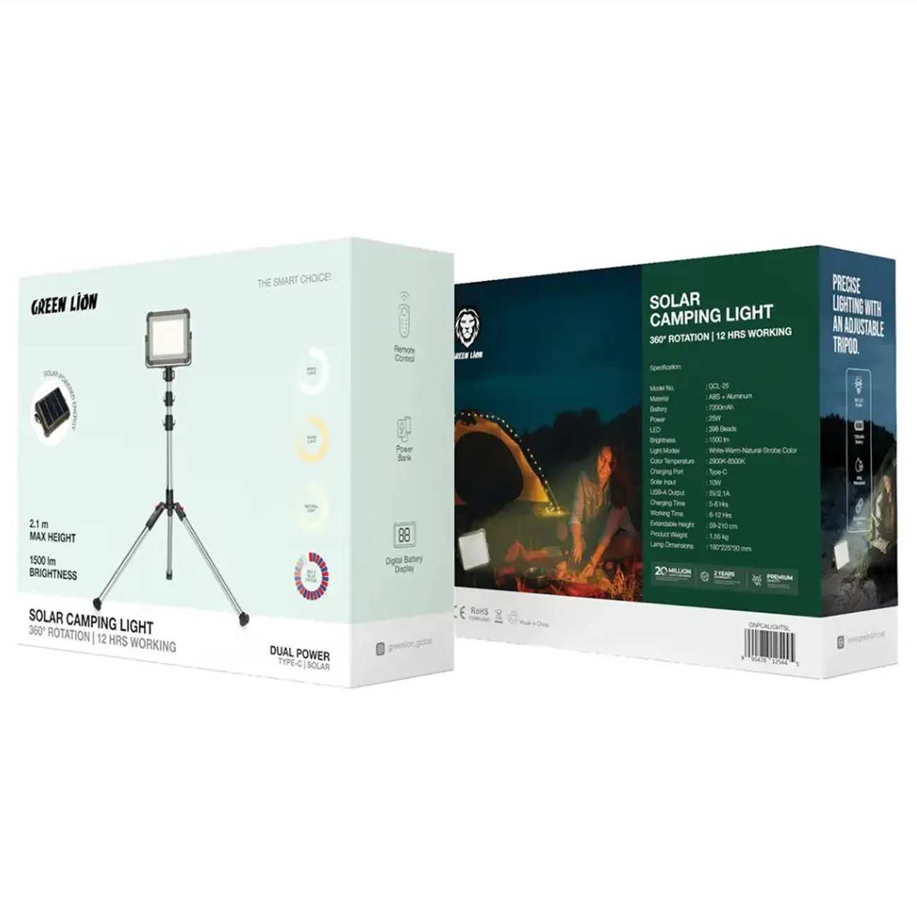 چراغ کمپینگ خورشیدی گرین لاین GNPCALIGHTSL / GCL-25 همراه ریموت کنترل