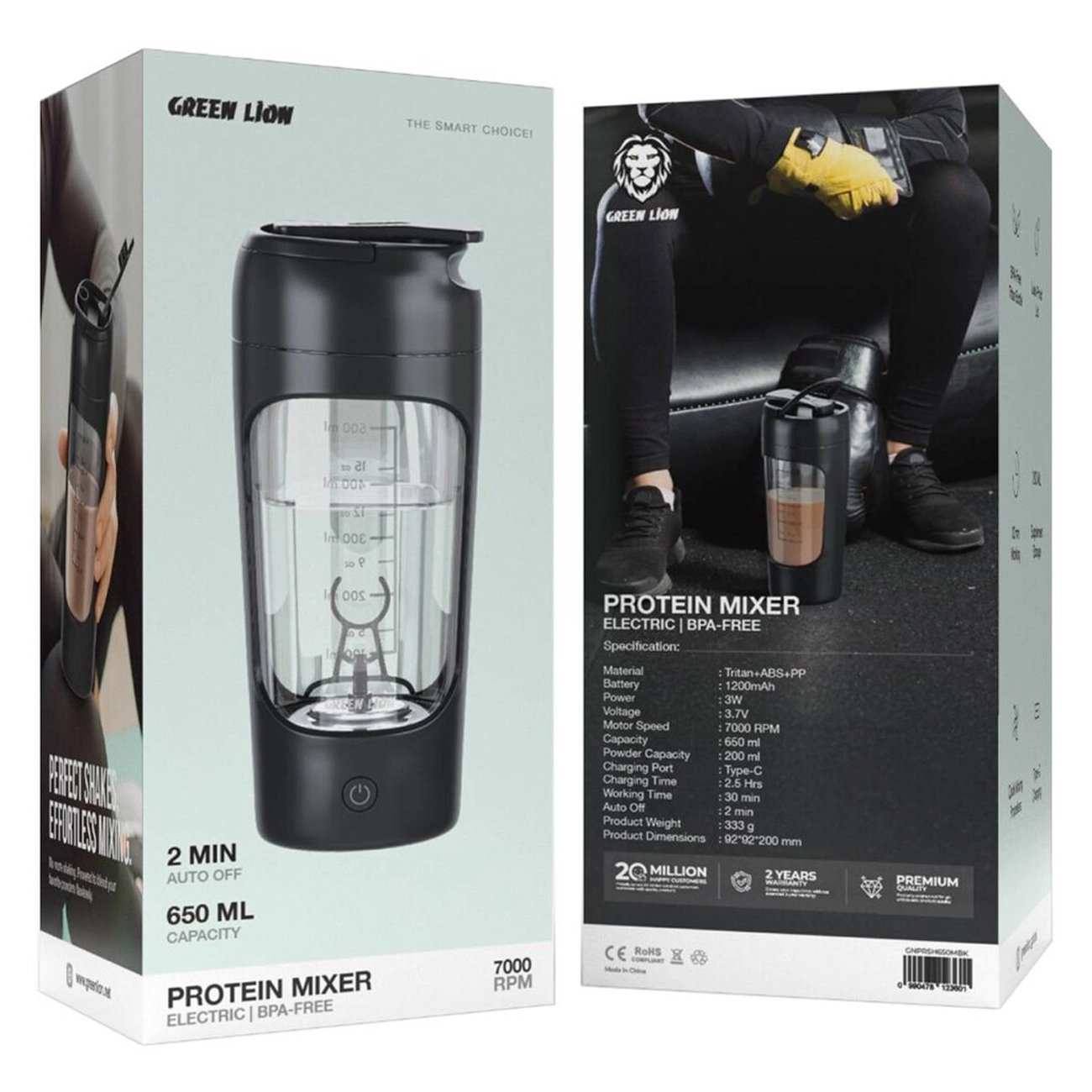 شیکر برقی و اسموتی ساز 650 میلیلیتر گرین لاین GNPRSH650MBK