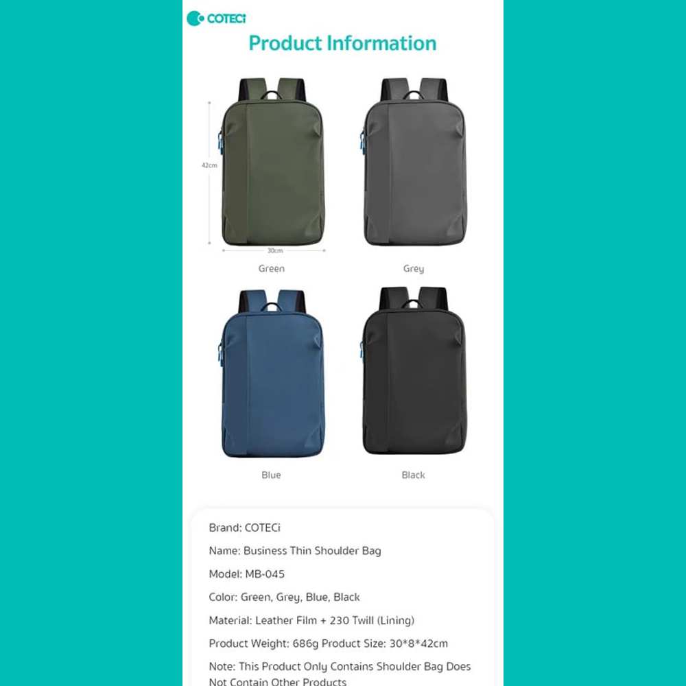 کوله پشتی لپتاپ 15.6 اینچ کوتسی MB-045