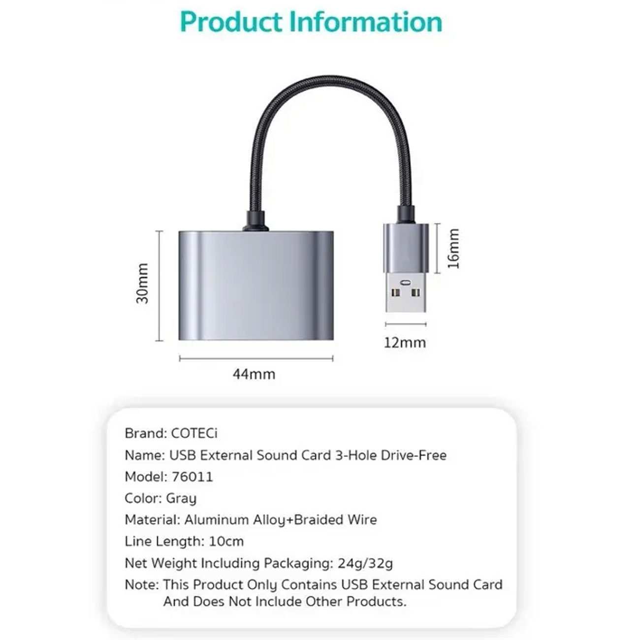 مبدل USB به جک 3.5 میلی متری کوتسی 76011