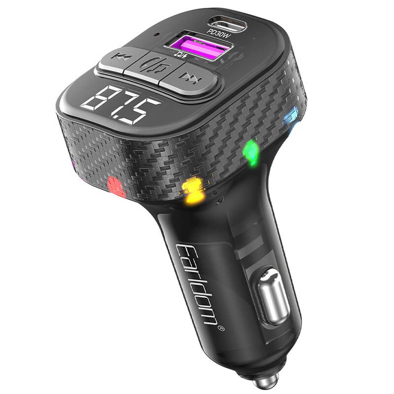 شارژر فندکی فست شارژ ماشین تایپ سی و افامپلیر بلوتوثی ارلدام ET-M107