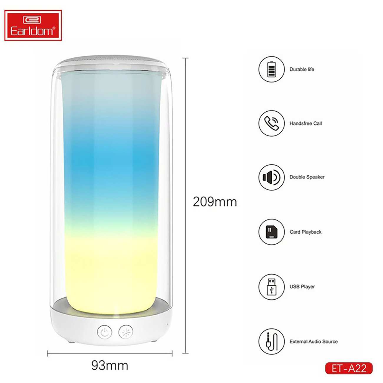 اسپیکر بلوتوثی شارژی قابل حمل ارلدام ET-A22