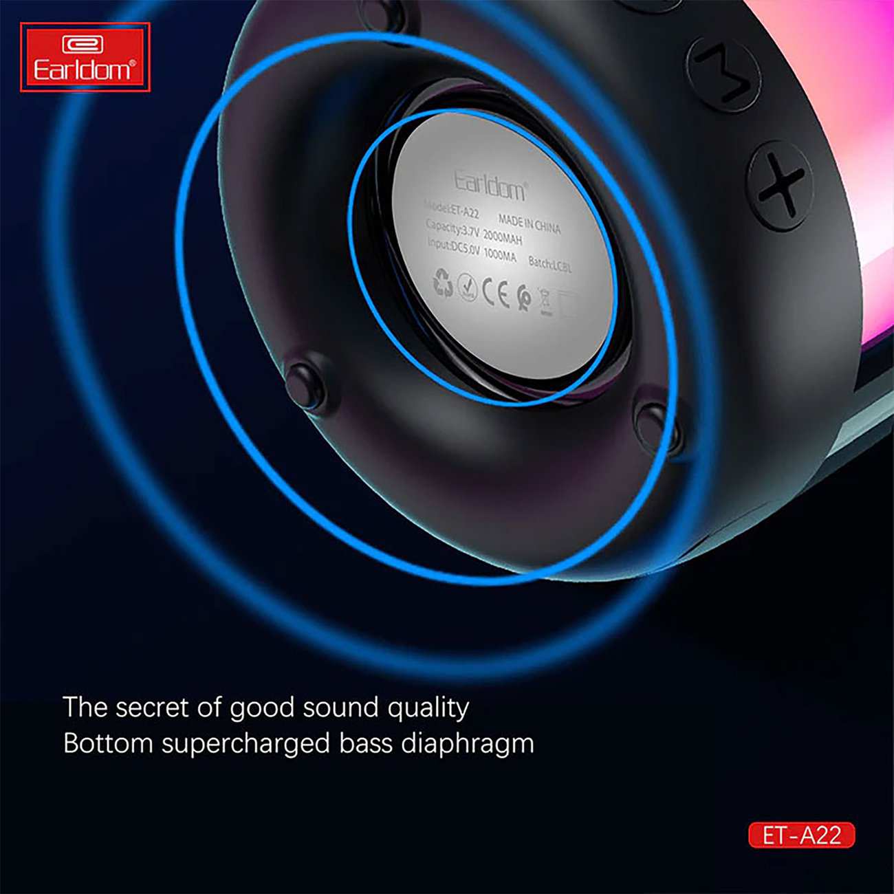 اسپیکر بلوتوثی شارژی قابل حمل ارلدام ET-A22